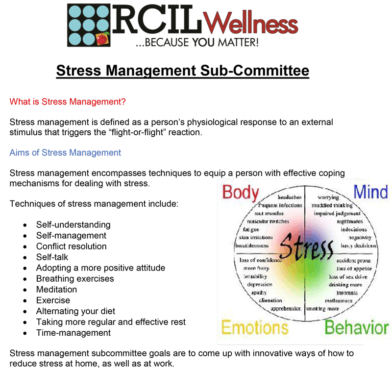 Stress Management Summary Sheet