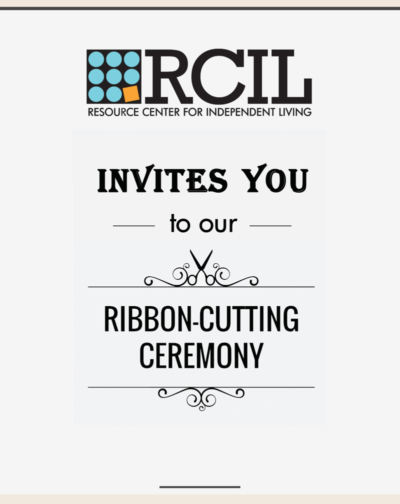 RCIL logo with text reading RCIL Invites You to our Ribbon-Cutting Ceremony