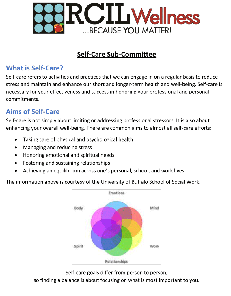 Self-Care Sub-Committee Summary Sheet